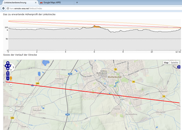 Linkstrecke Hoehenprofil und Karte klein